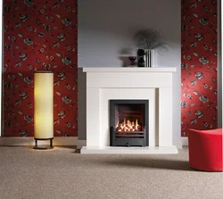 Fireplace in the living room interior wallpaper
