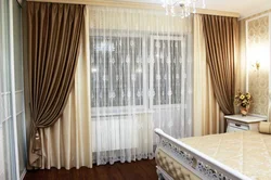 Curtains for the bedroom in a modern design with one curtain photo