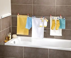 Wall-mounted clothes dryers in the bathroom interior