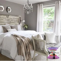 Brown gray and white in the bedroom interior