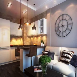 Studio design 20 sq m with kitchen and bedroom