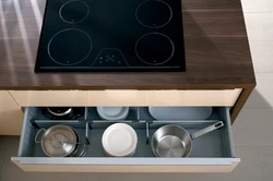 Cooktop and cabinet photo in the kitchen