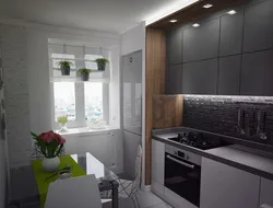 Kitchen design for 16 square meters with a balcony exit