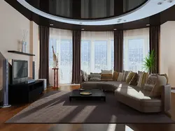 Living room with a large window in a modern style photo