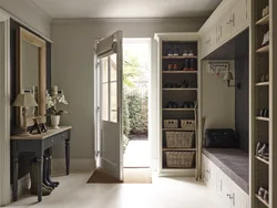 Hallway design in a house with two windows