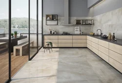 Porcelain tiles in the kitchen 60 by 60 photo