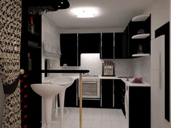 Black kitchen in the interior of Khrushchev