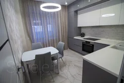 Kitchen with balcony design in gray color