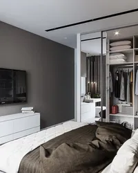 Rectangular bedroom design with dressing room