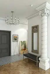 Бағанасы бар дәліздің интерьері