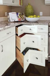 Corner drawer for kitchen design