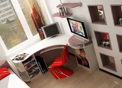 Corner table in bedroom design