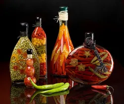 Bottles in the kitchen interior