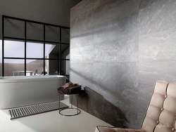 Concrete Wall In The Bathroom Interior
