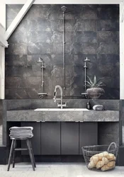 Concrete wall in the bathroom interior