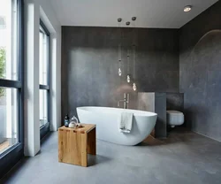 Concrete Wall In The Bathroom Interior