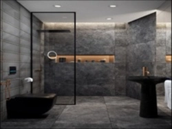 Concrete wall in the bathroom interior