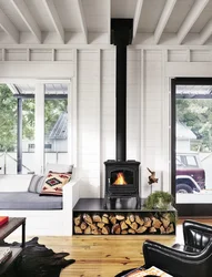 Living Room Interior With Potbelly Stove