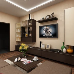 Qonaq otağı fotoşəkilində qəhvə rəngli mebel