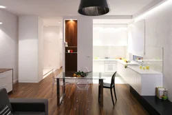 Design of a one-room apartment kitchen by the window