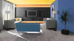 Boz laminat döşəmə ilə qonaq otağı dizaynı