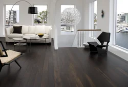 Living room design with gray laminate flooring