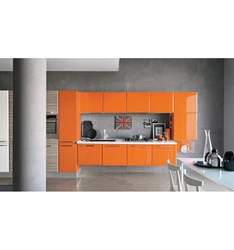Red-gray kitchen interior
