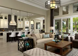 Kitchen living room in American style photo