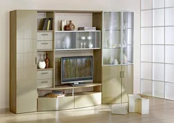 Wall with glass for the living room photo