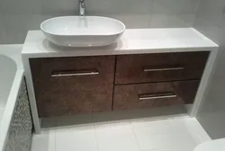 Кабинети ҳаммом бо акс countertop