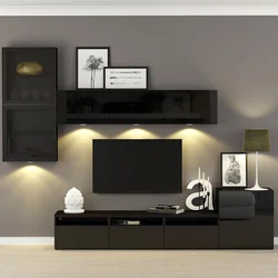 Living room interior if the wall is black