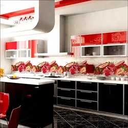 Apron for the kitchen made of PVC panels photo
