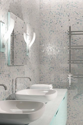 White mosaic tile in the bathroom photo