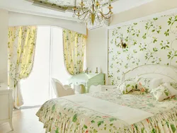 Wallpaper in the bedroom interior Provence