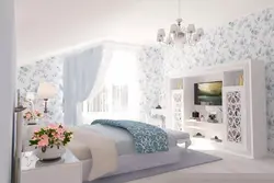 Wallpaper in the bedroom interior Provence