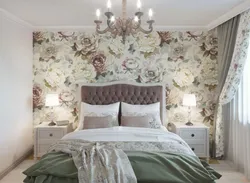 Wallpaper in the bedroom interior Provence