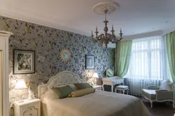 Wallpaper in the bedroom interior Provence