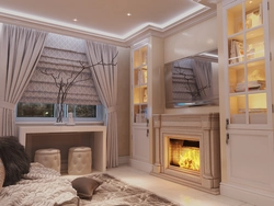 Bedroom Design With Sofa And Fireplace