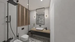 Bathroom design with oval bathtub