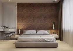 Bedroom design wallpaper brick