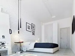 Bedroom design wallpaper brick