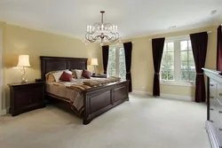 Curtains for bedroom with brown furniture photo