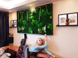 Moss panel in the living room interior