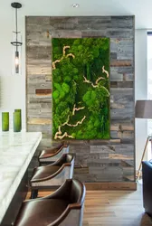 Moss panel in the living room interior