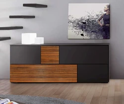 Chests of drawers in the living room in a modern style long photos