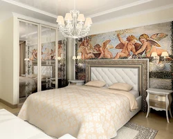 Fresco above the bed in the bedroom photo