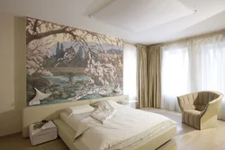 Fresco above the bed in the bedroom photo