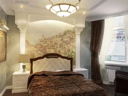 Fresco above the bed in the bedroom photo
