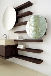 Bathroom shelf design with mirror