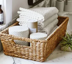 Baskets in the bathroom interior photo